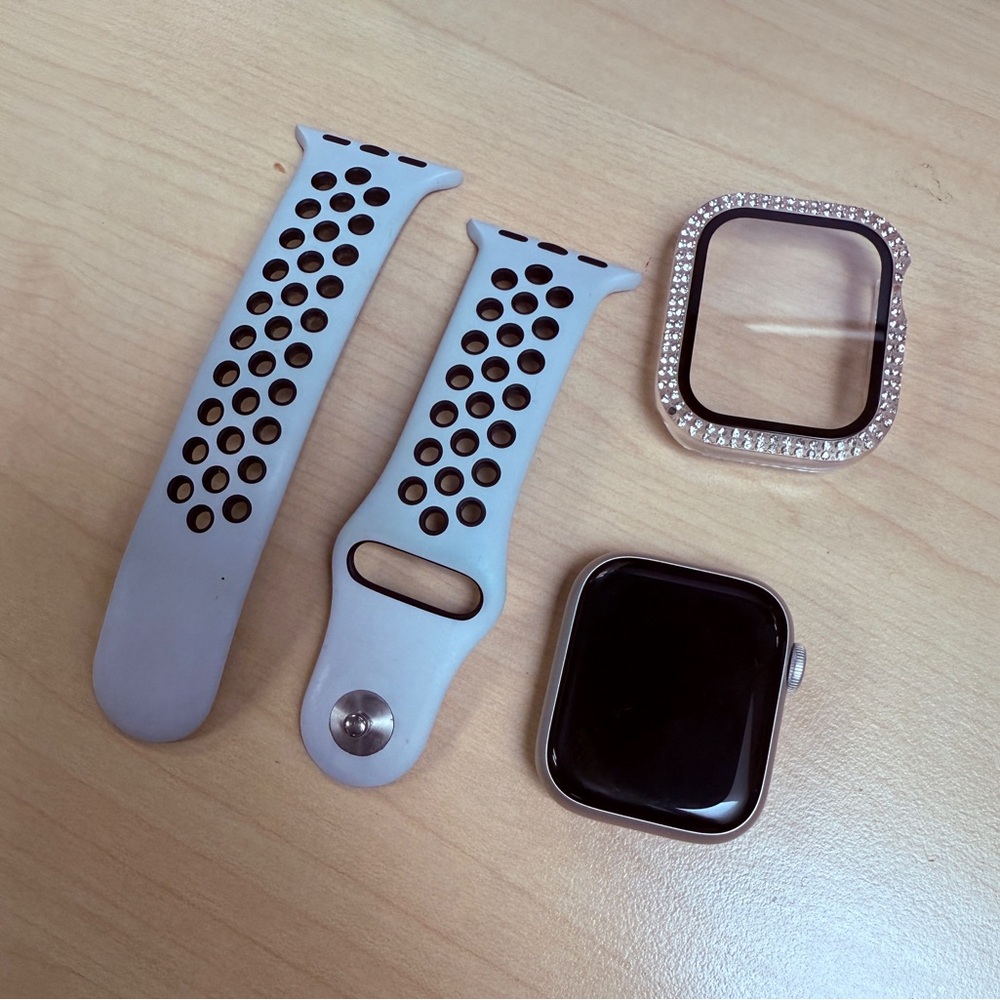 Apple Smartwatch with Silver Bezel and Gray Band